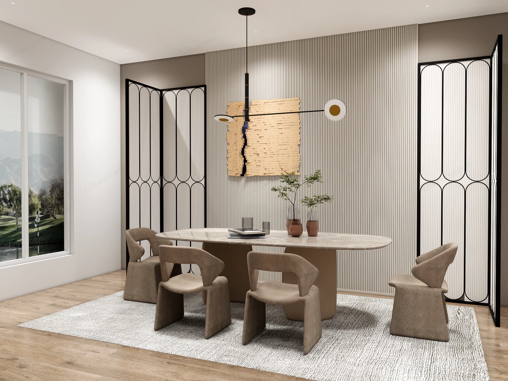 High End Organic Modern Dining Room sketchup model preview - SketchupBox
