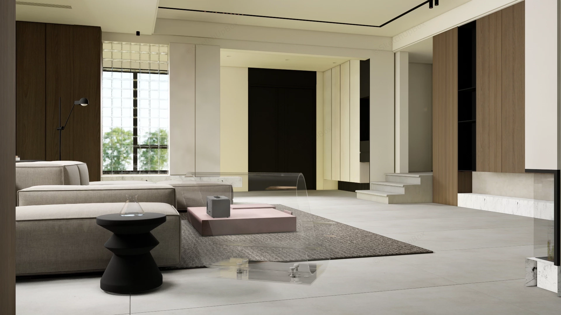 Spacious Ultra Modern Luxury Living Room sketchup model preview - SketchupBox