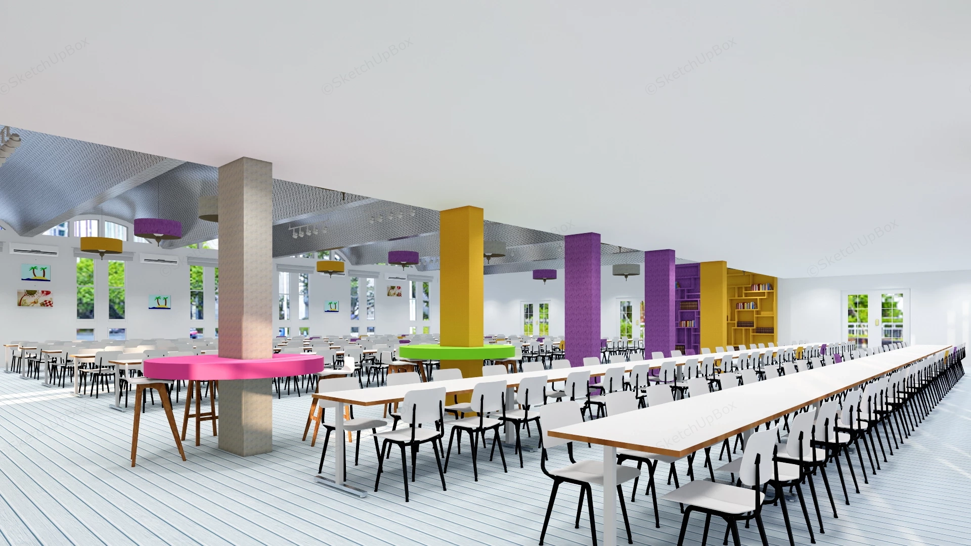 Large Institutional Dining Hall sketchup model preview - SketchupBox