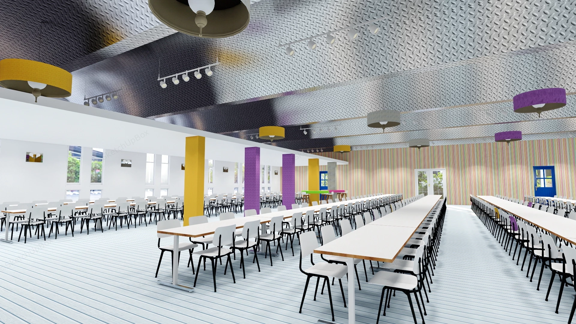 Large Institutional Dining Hall sketchup model preview - SketchupBox