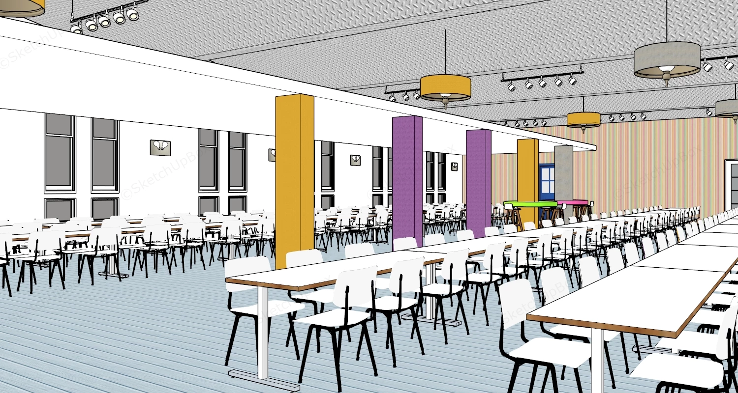 Large Institutional Dining Hall sketchup model preview - SketchupBox