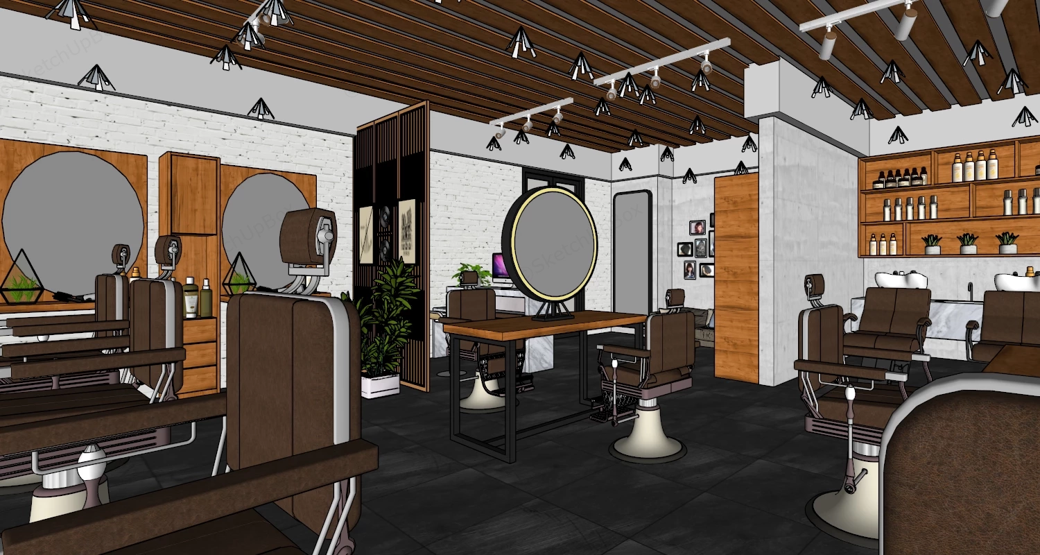Industrial Chic Hair Salon And Barbershop sketchup model preview - SketchupBox