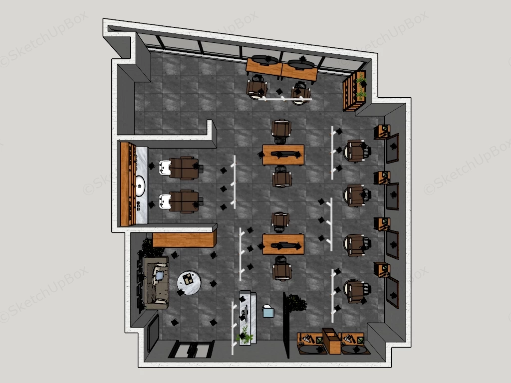 Industrial Chic Hair Salon And Barbershop sketchup model preview - SketchupBox
