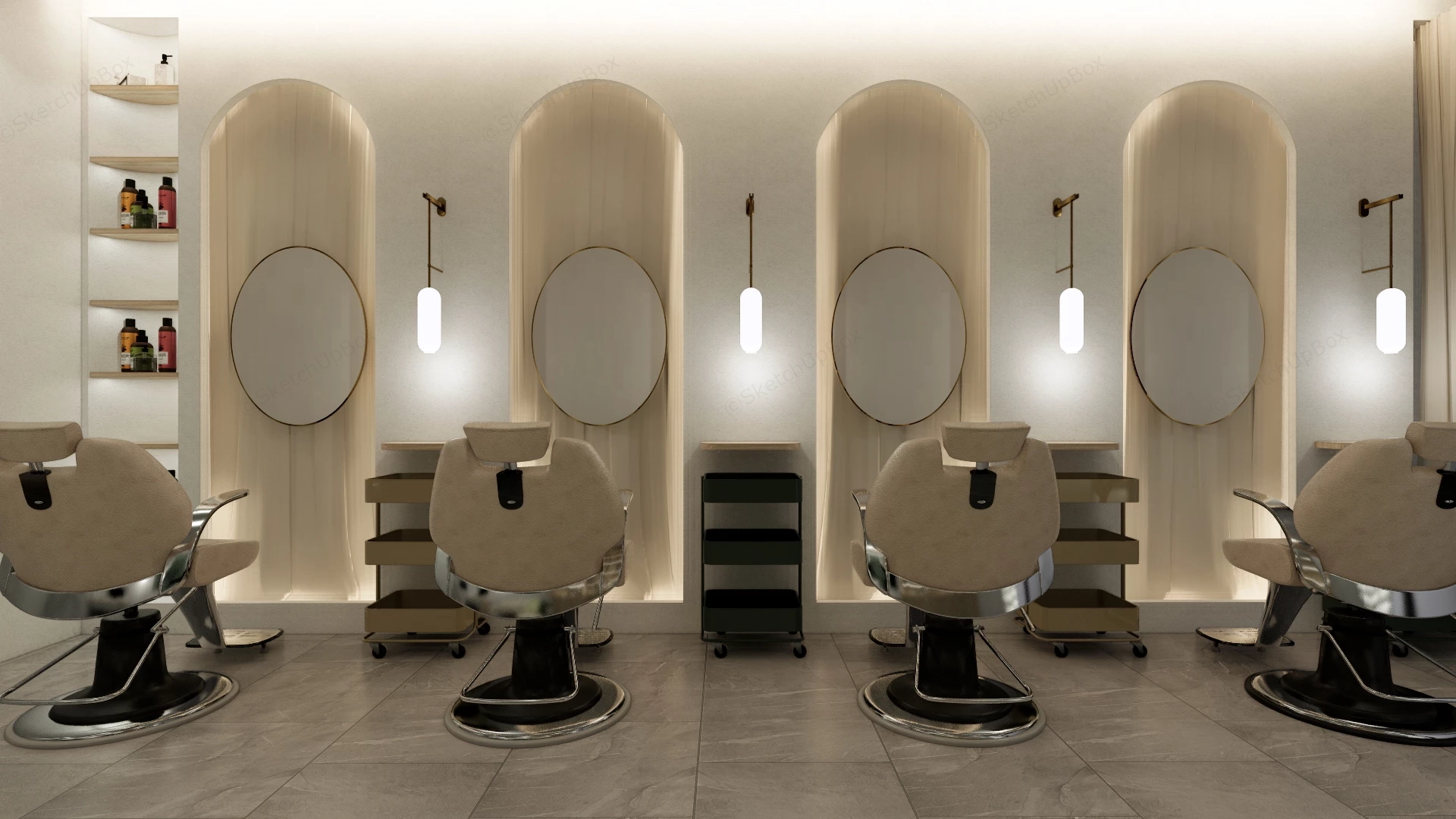 Minimalist Luxury Hair Salon Interior Layout sketchup model preview - SketchupBox