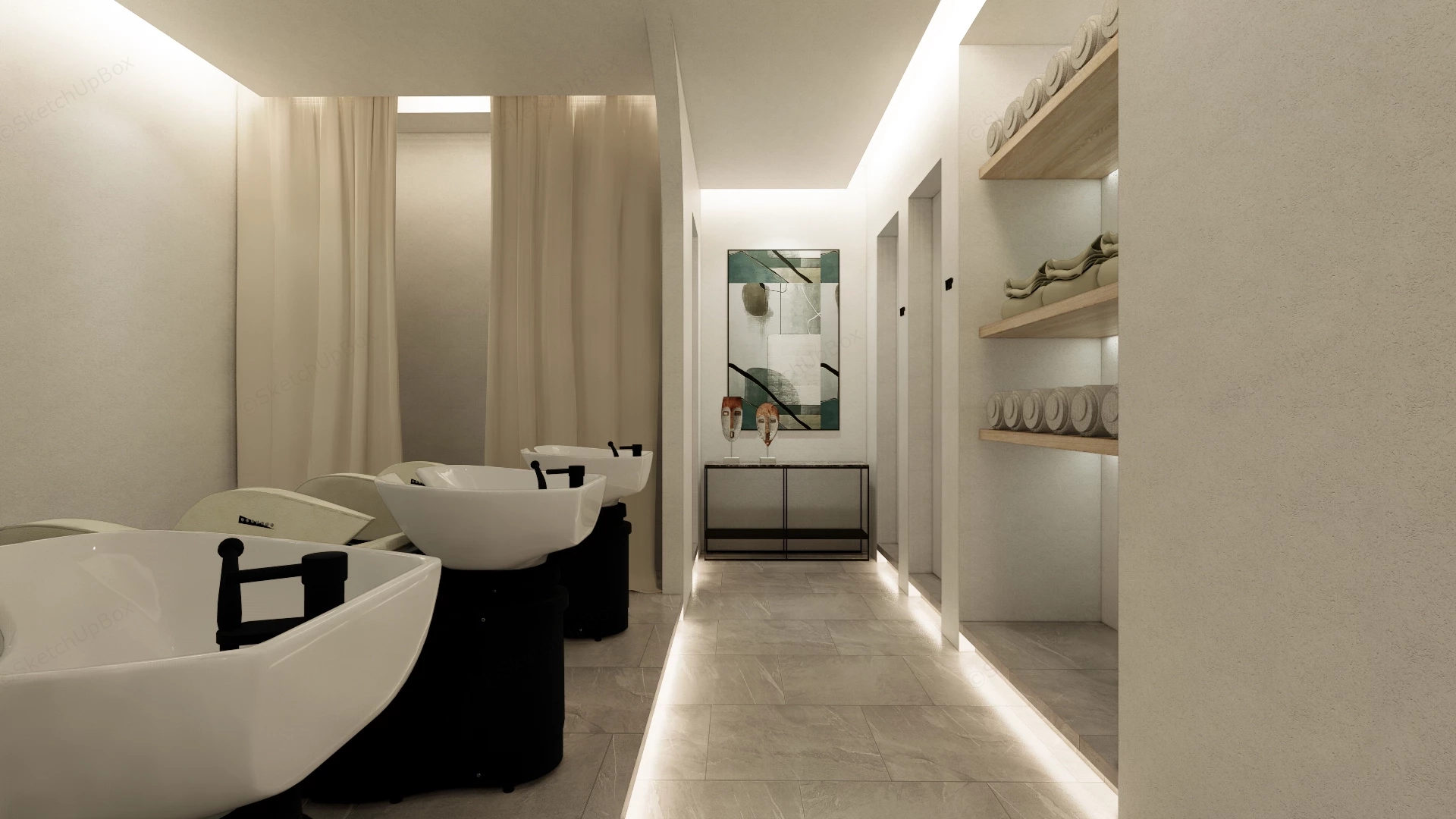 Minimalist Luxury Hair Salon Interior Layout sketchup model preview - SketchupBox