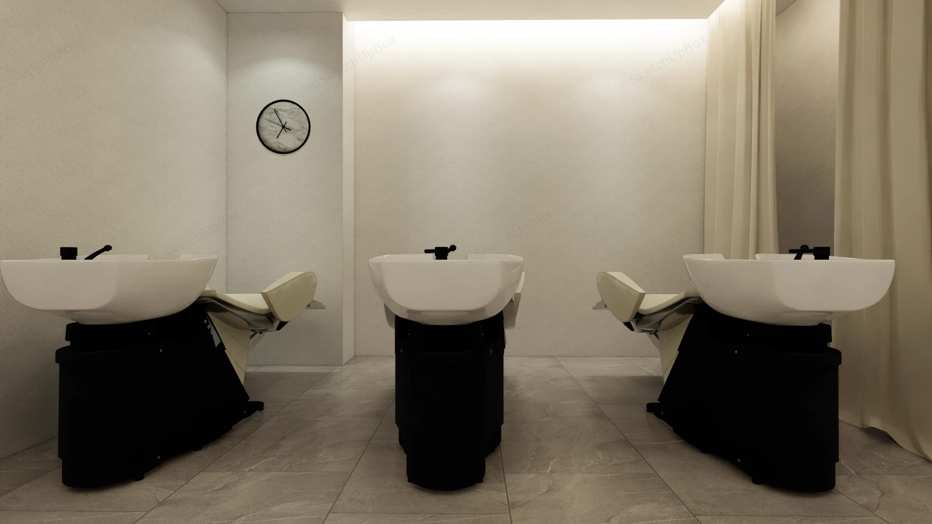 Minimalist Luxury Hair Salon Interior Layout sketchup model preview - SketchupBox
