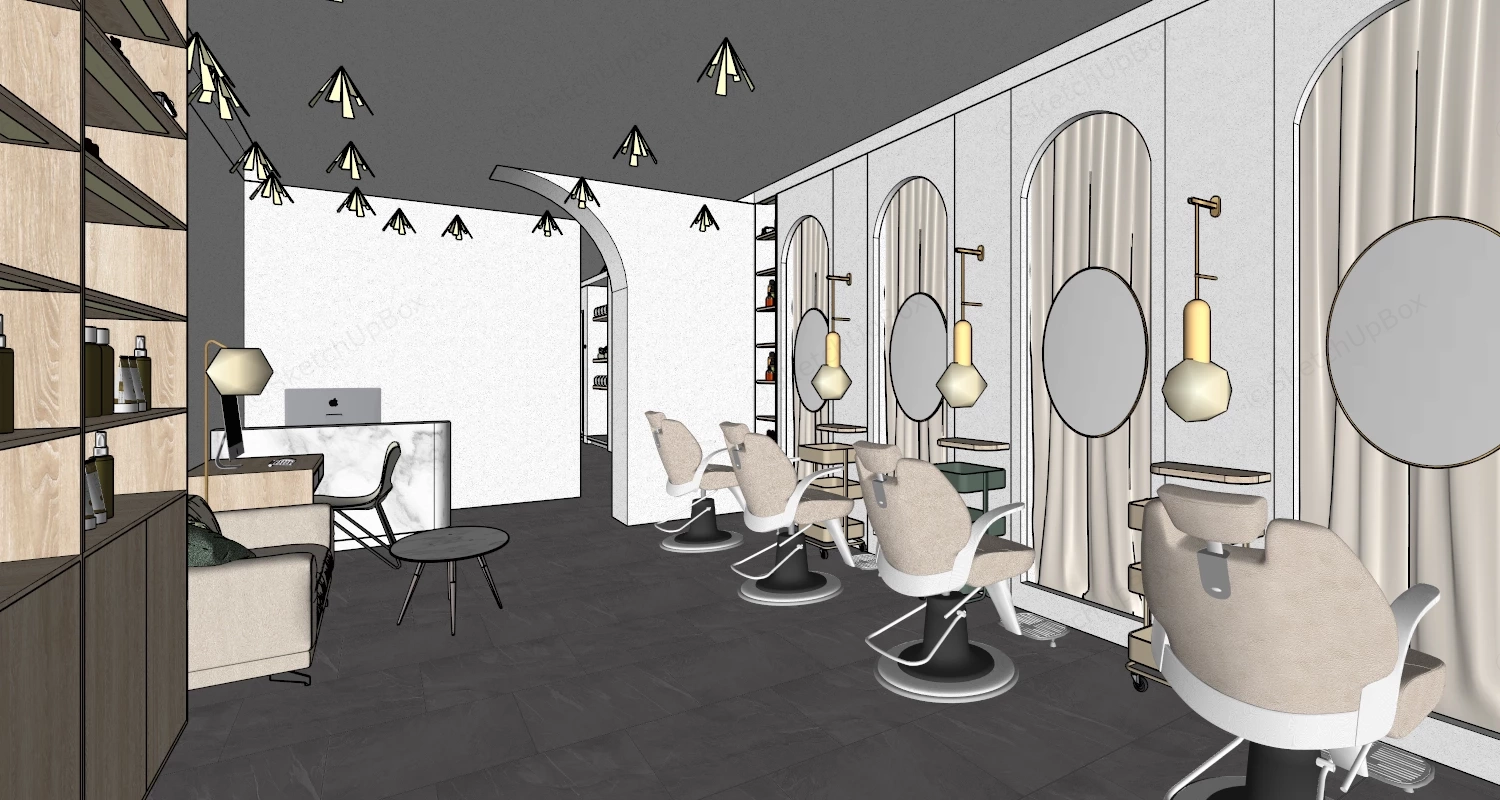 Minimalist Luxury Hair Salon Interior Layout sketchup model preview - SketchupBox
