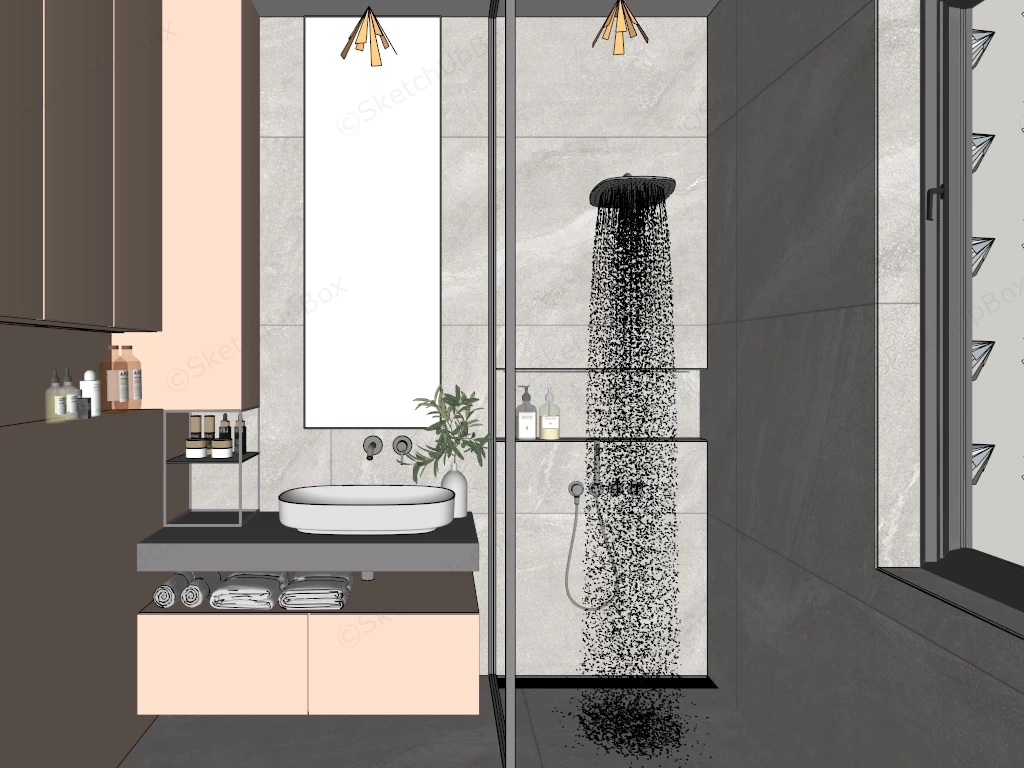 Modern Minimalist Feminine Bathroom sketchup model preview - SketchupBox