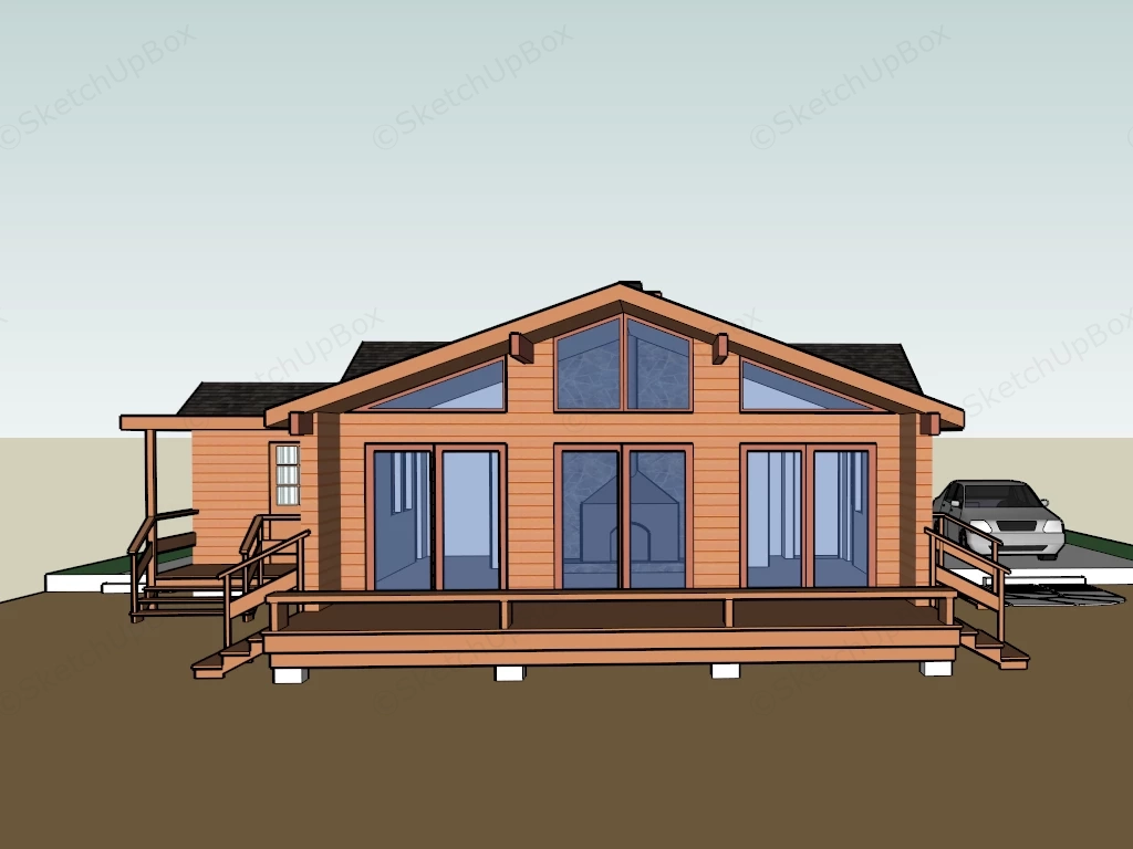 Single Story Ranch Style House sketchup model preview - SketchupBox