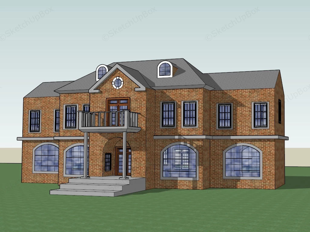 Traditional Brick Estate Mansion sketchup model preview - SketchupBox