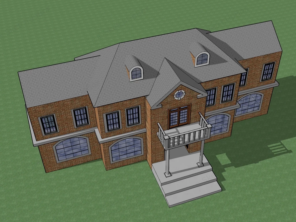 Traditional Brick Estate Mansion sketchup model preview - SketchupBox