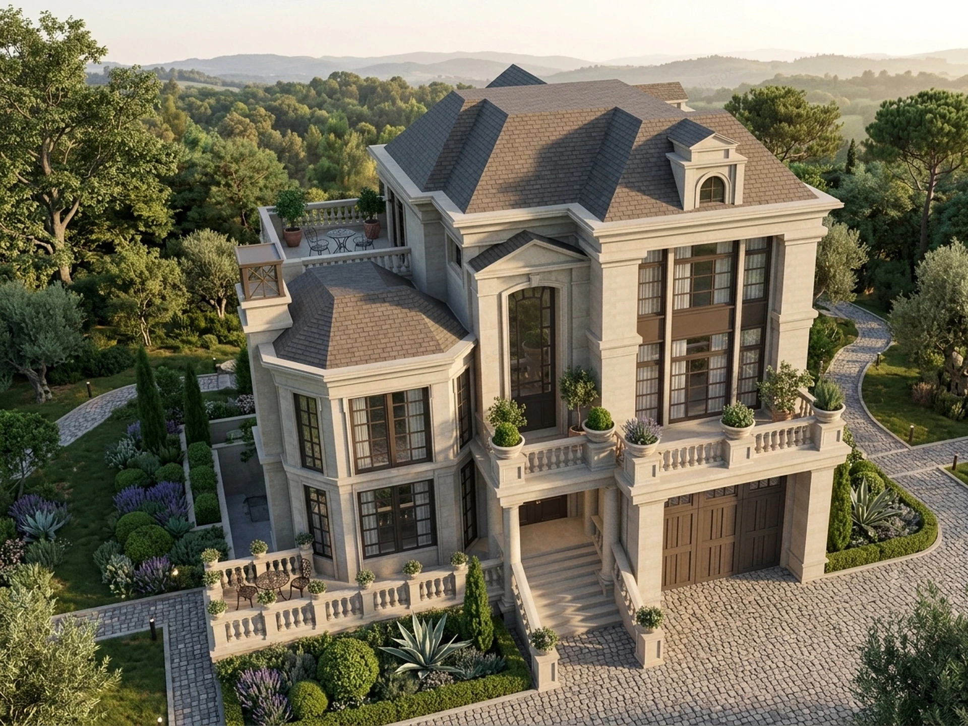 European French Neoclassical Villa Estate sketchup model preview - SketchupBox