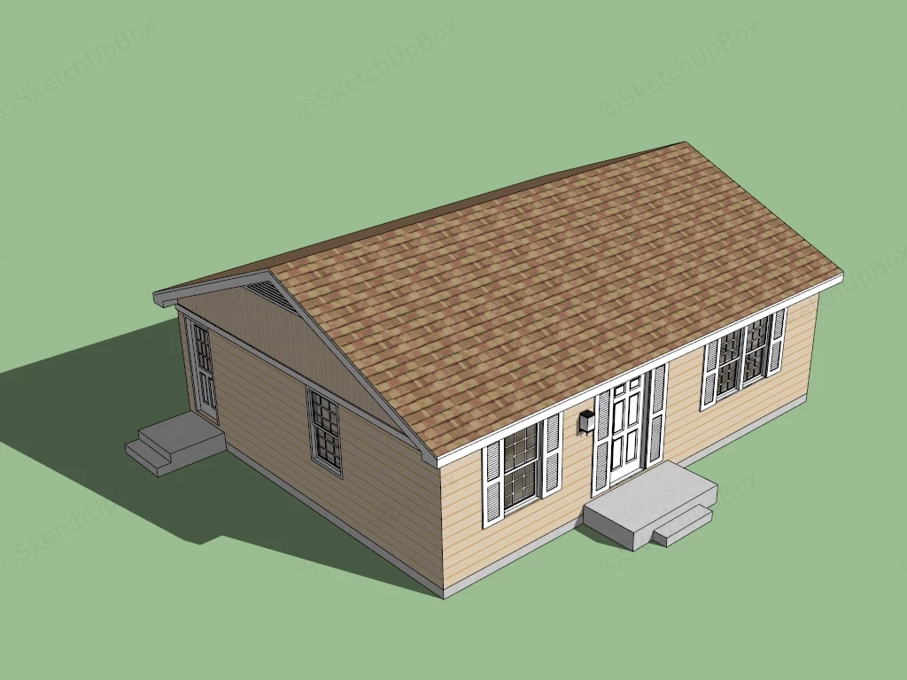 Single Story Cottage Style Home sketchup model preview - SketchupBox