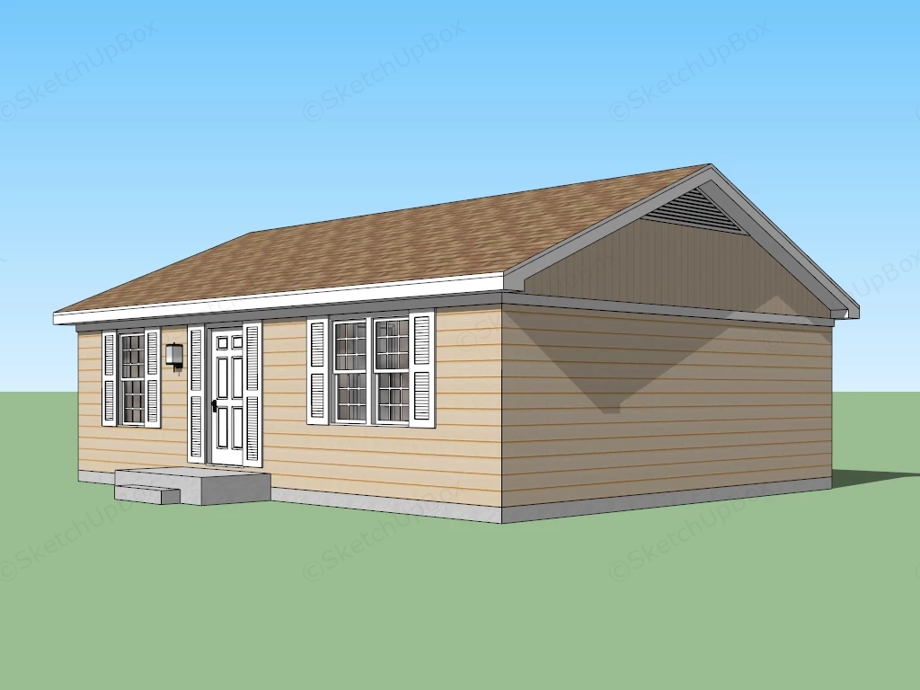Single Story Cottage Style Home sketchup model preview - SketchupBox