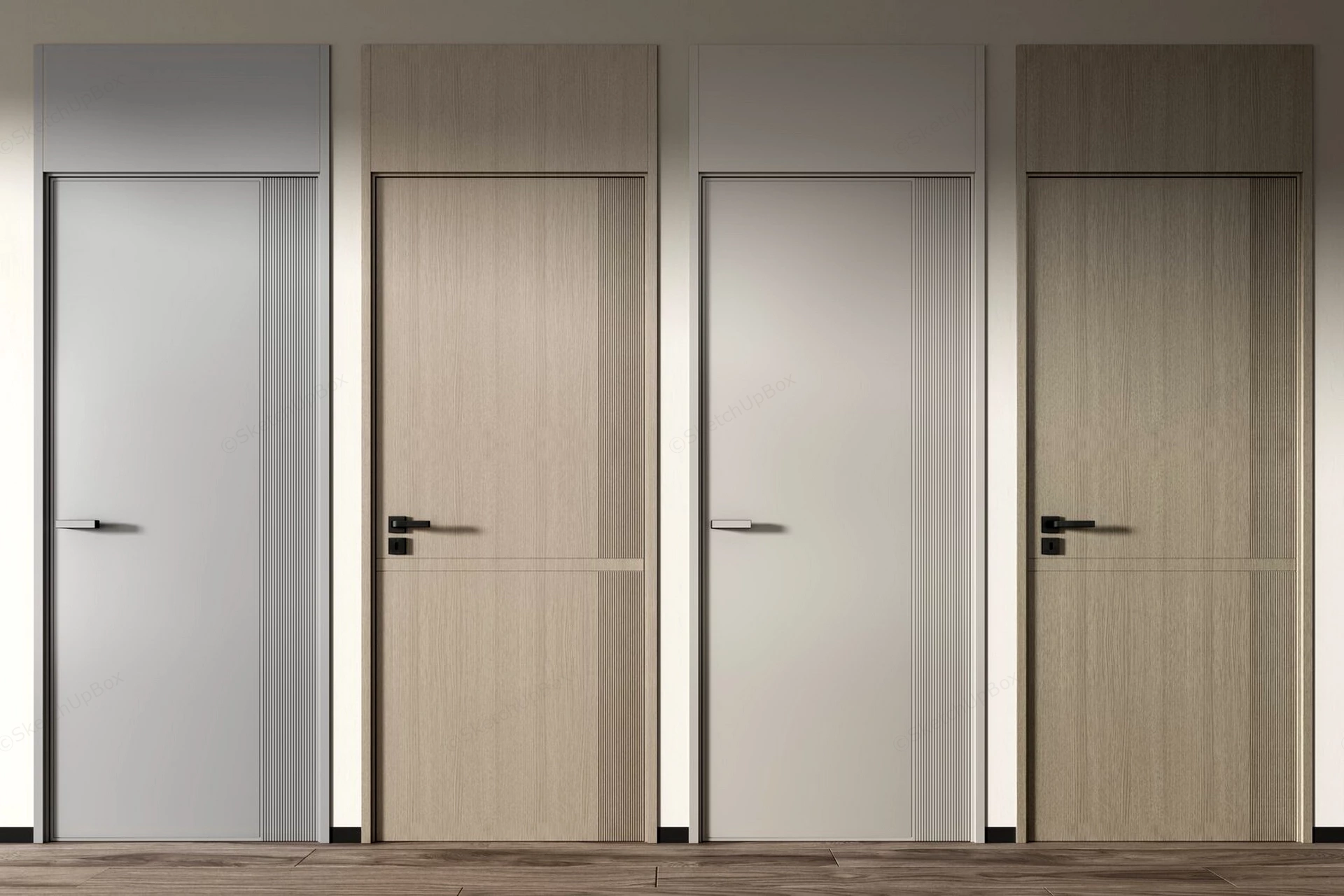 4 Modern Minimalist Interior Doors sketchup model preview - SketchupBox