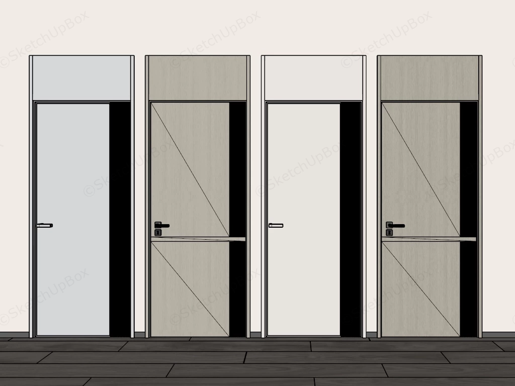 4 Modern Minimalist Interior Doors sketchup model preview - SketchupBox