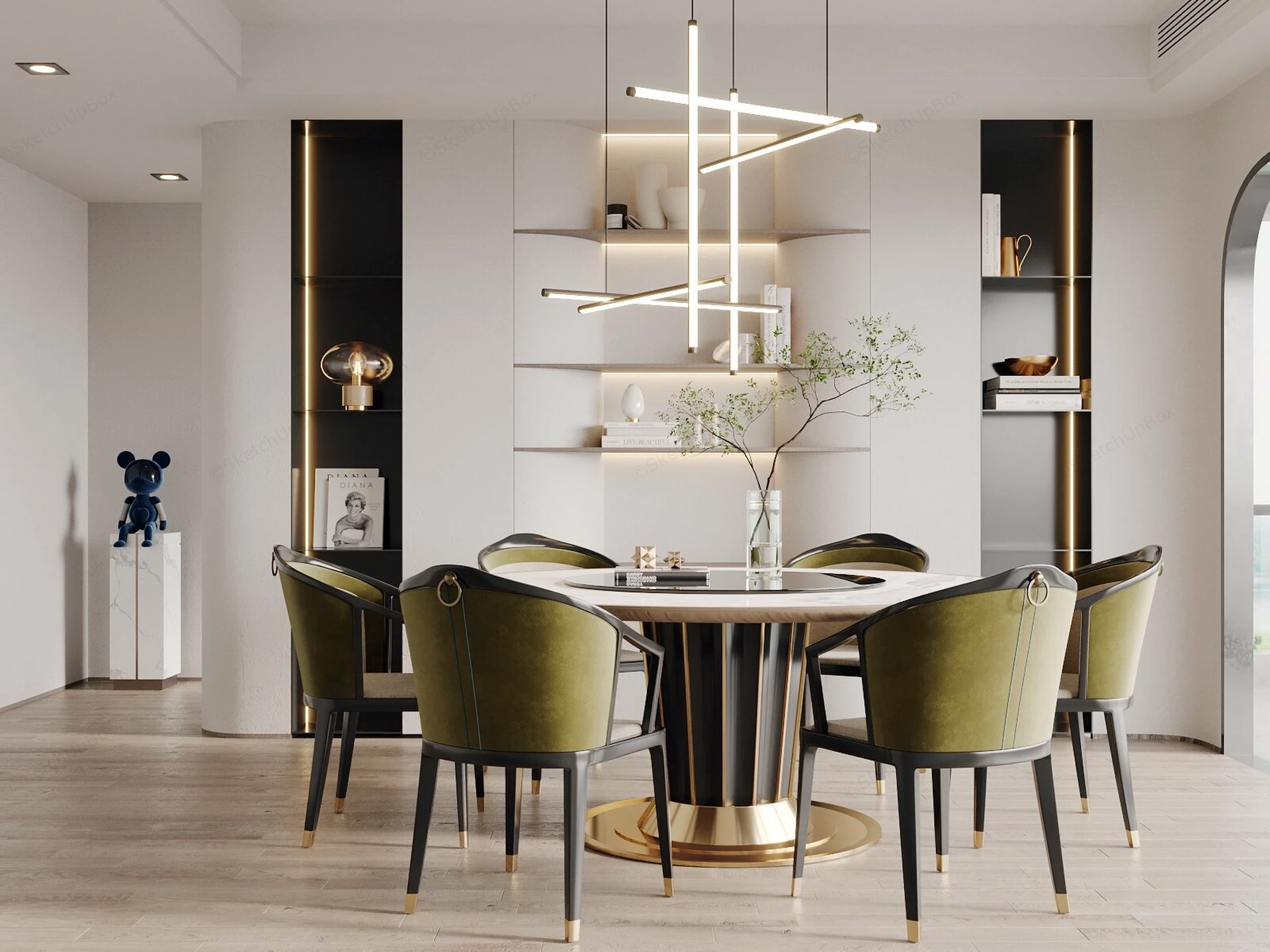 Luxurious Modern Dining Room sketchup model preview - SketchupBox
