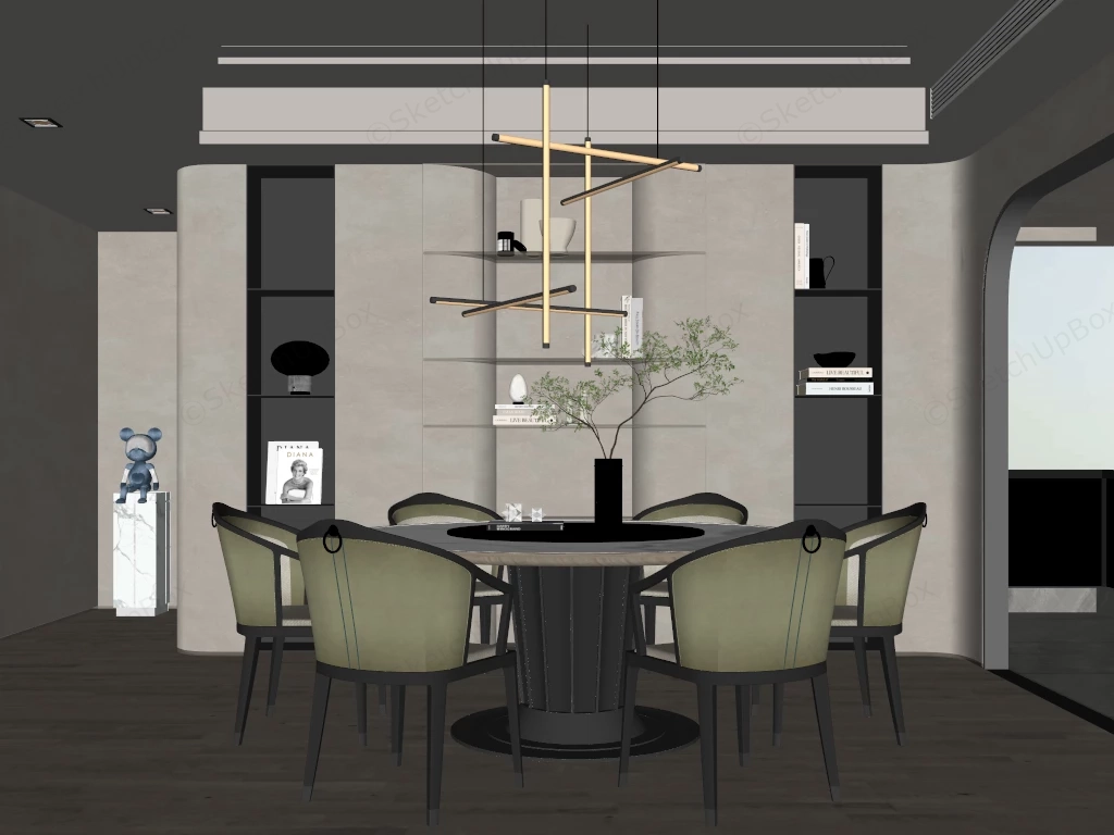 Luxurious Modern Dining Room sketchup model preview - SketchupBox