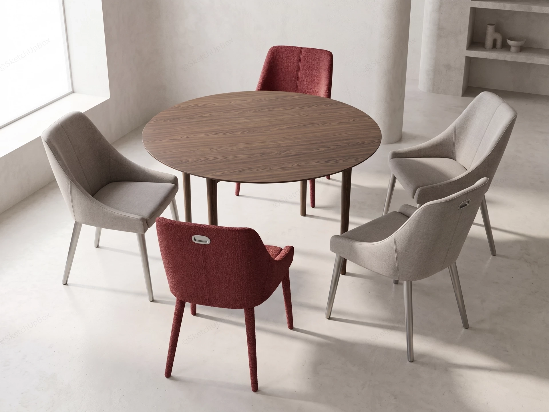 5 Piece Mid Century Modern Dining Set sketchup model preview - SketchupBox