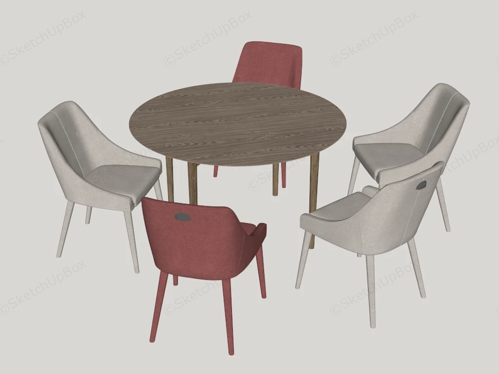 5 Piece Mid Century Modern Dining Set sketchup model preview - SketchupBox