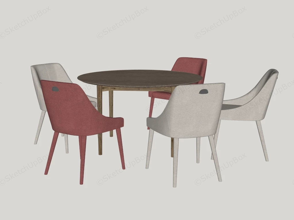 5 Piece Mid Century Modern Dining Set sketchup model preview - SketchupBox