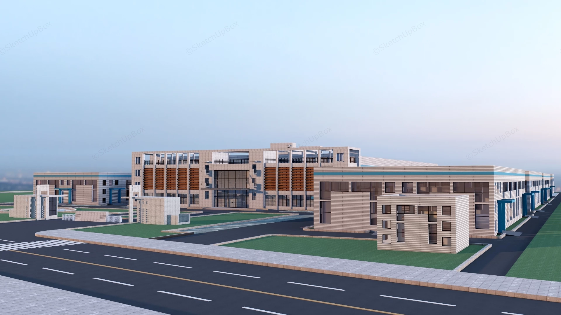 Modern Industrial Complex Layout sketchup model preview - SketchupBox