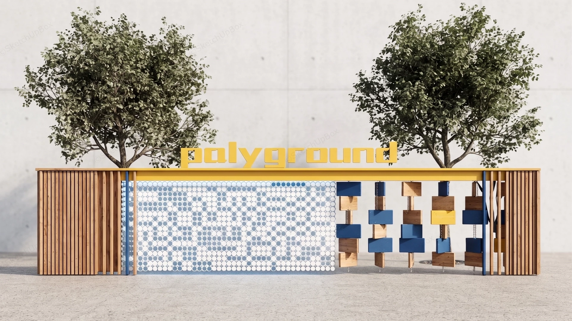 Interactive Play Wall Facility sketchup model preview - SketchupBox