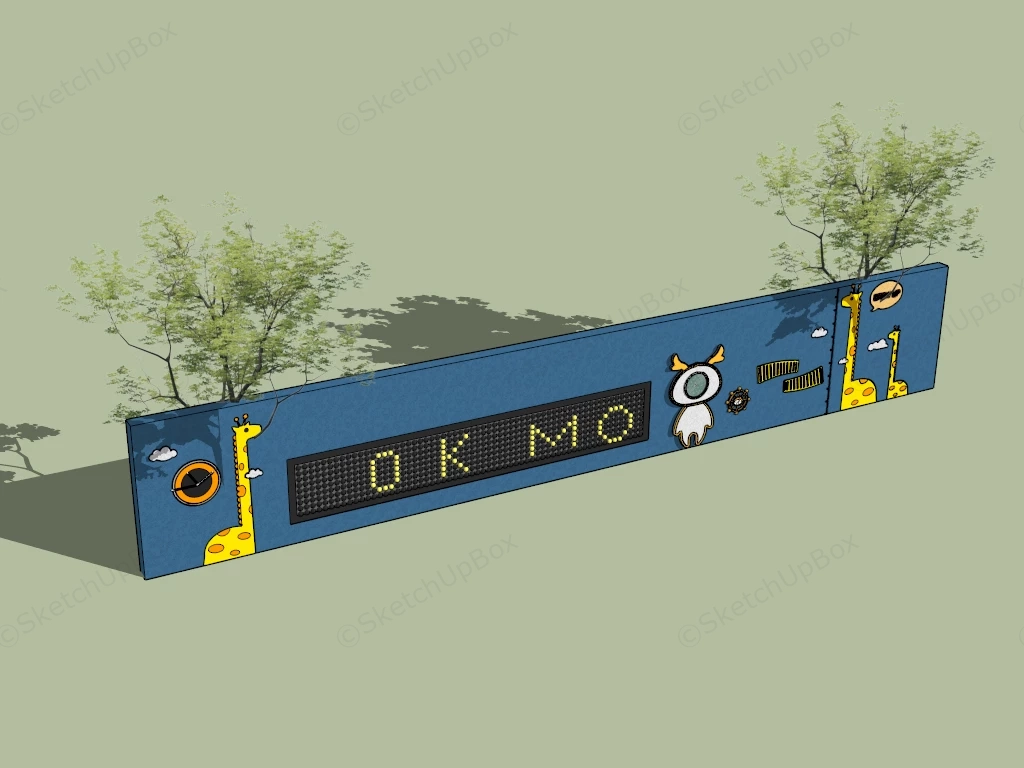 Playful Whimsical Outdoor Play Wall sketchup model preview - SketchupBox