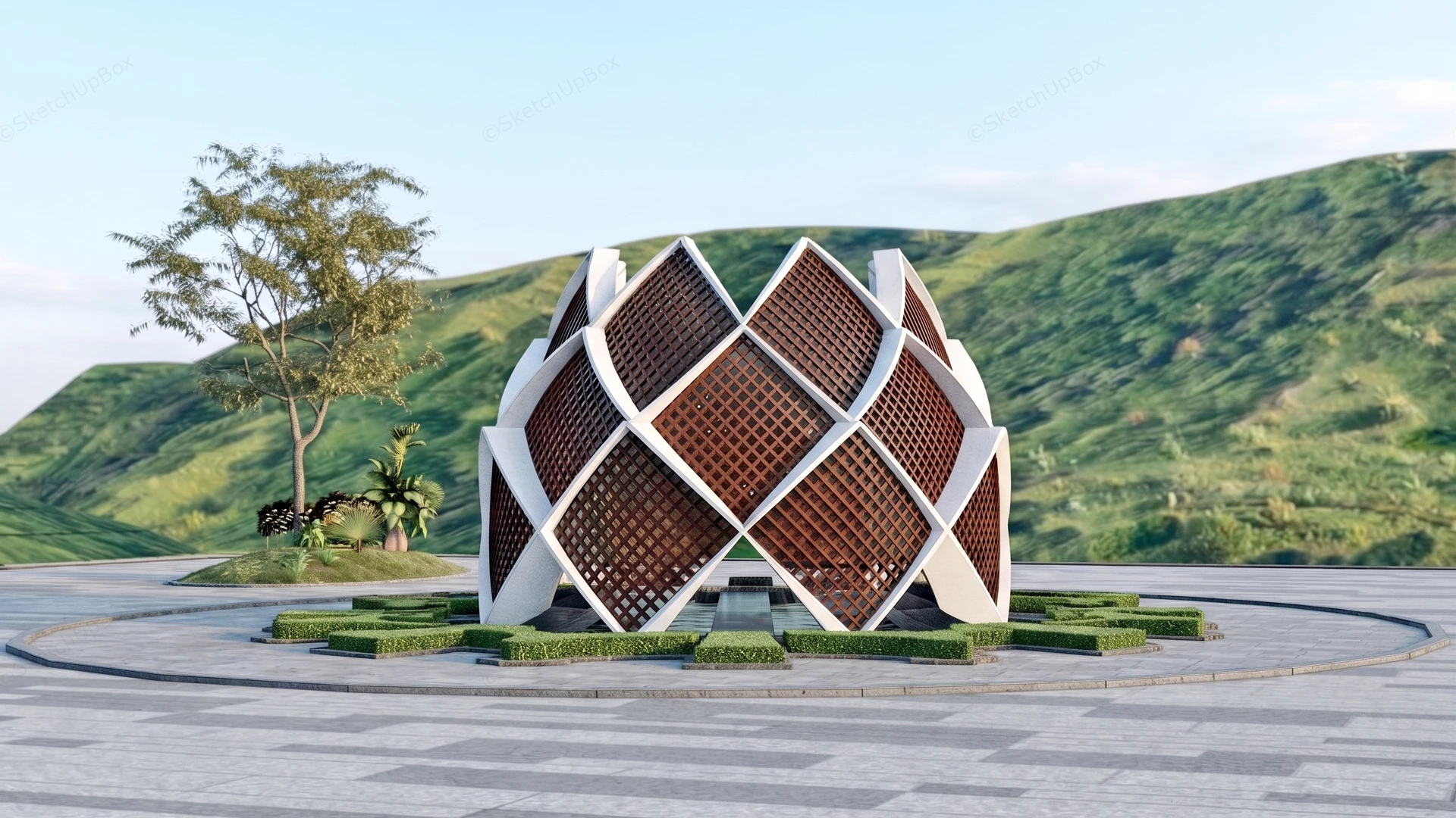 Modern Lotus Monument sketchup model preview - SketchupBox