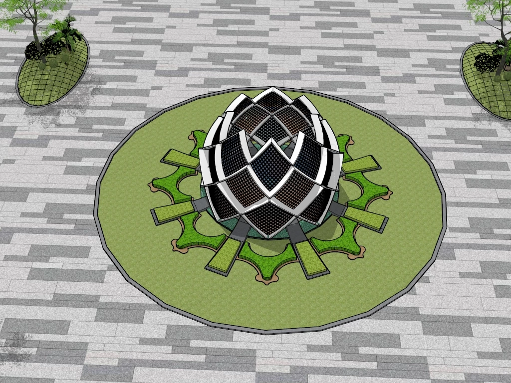 Modern Lotus Monument sketchup model preview - SketchupBox