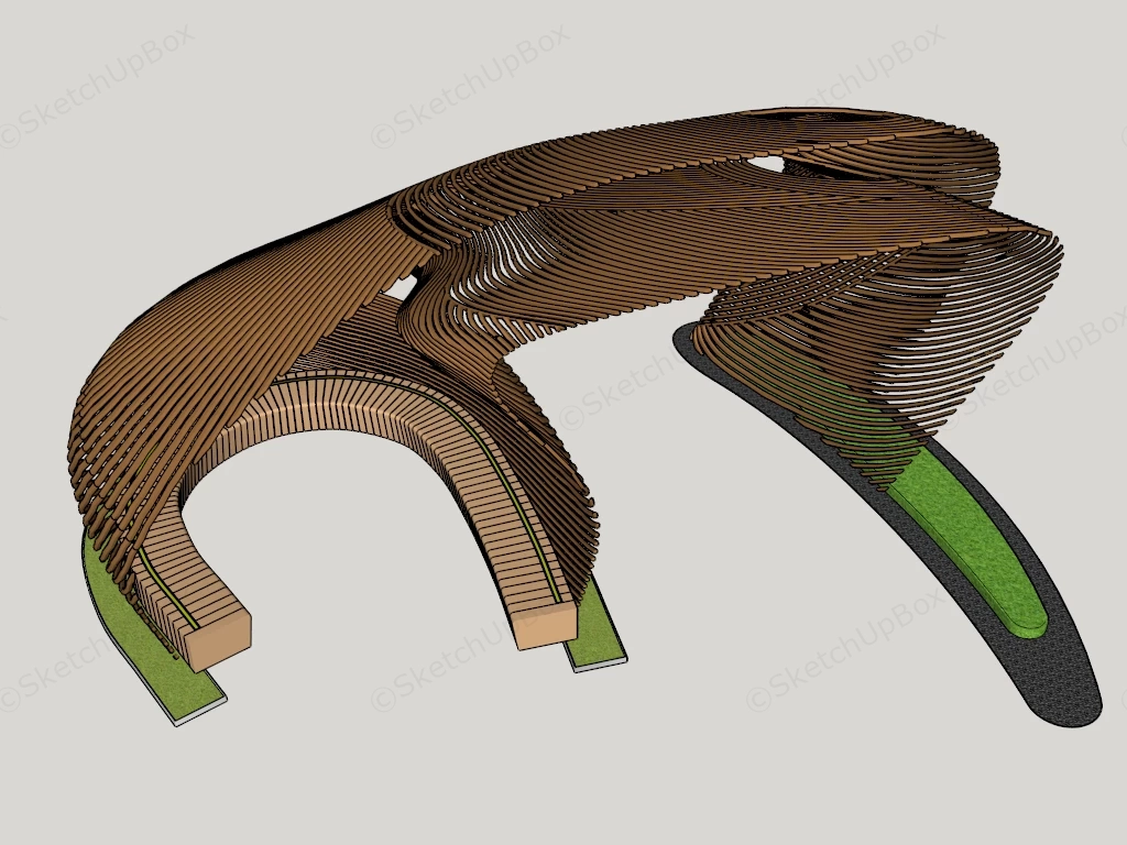 Ribbon Surface Pavilion sketchup model preview - SketchupBox