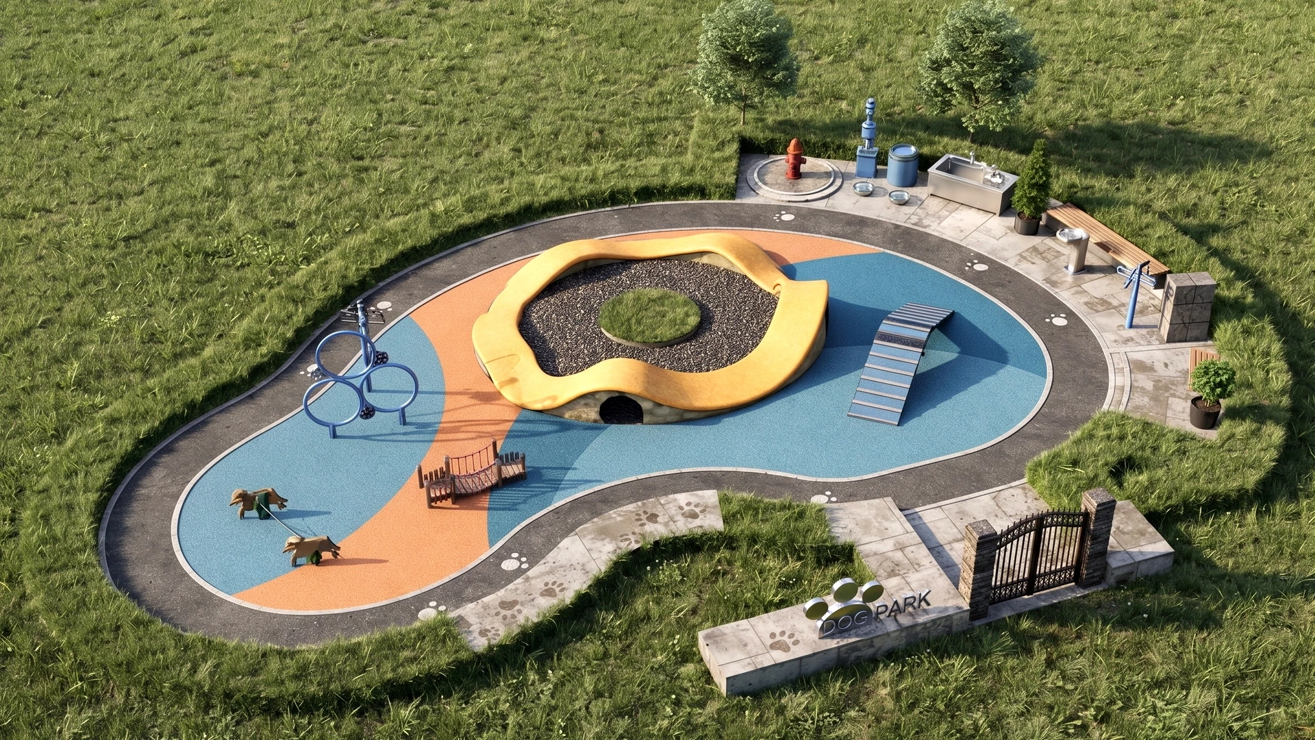 Modern Specialized Agility Dog Park Layout sketchup model preview - SketchupBox