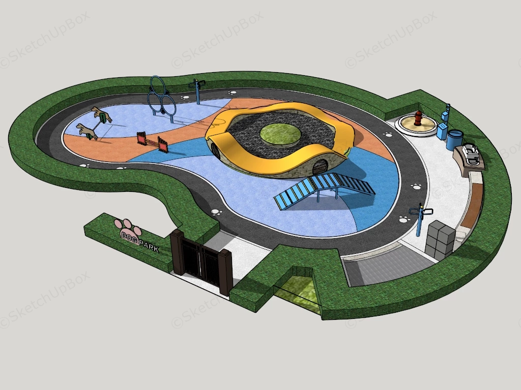 Modern Specialized Agility Dog Park Layout sketchup model preview - SketchupBox
