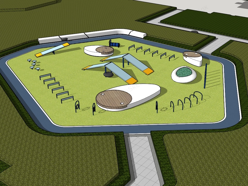 Pentagonal Agility Dog Park sketchup model preview - SketchupBox