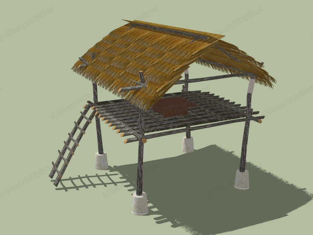 Traditional Thatched Roof Hut sketchup model preview - SketchupBox