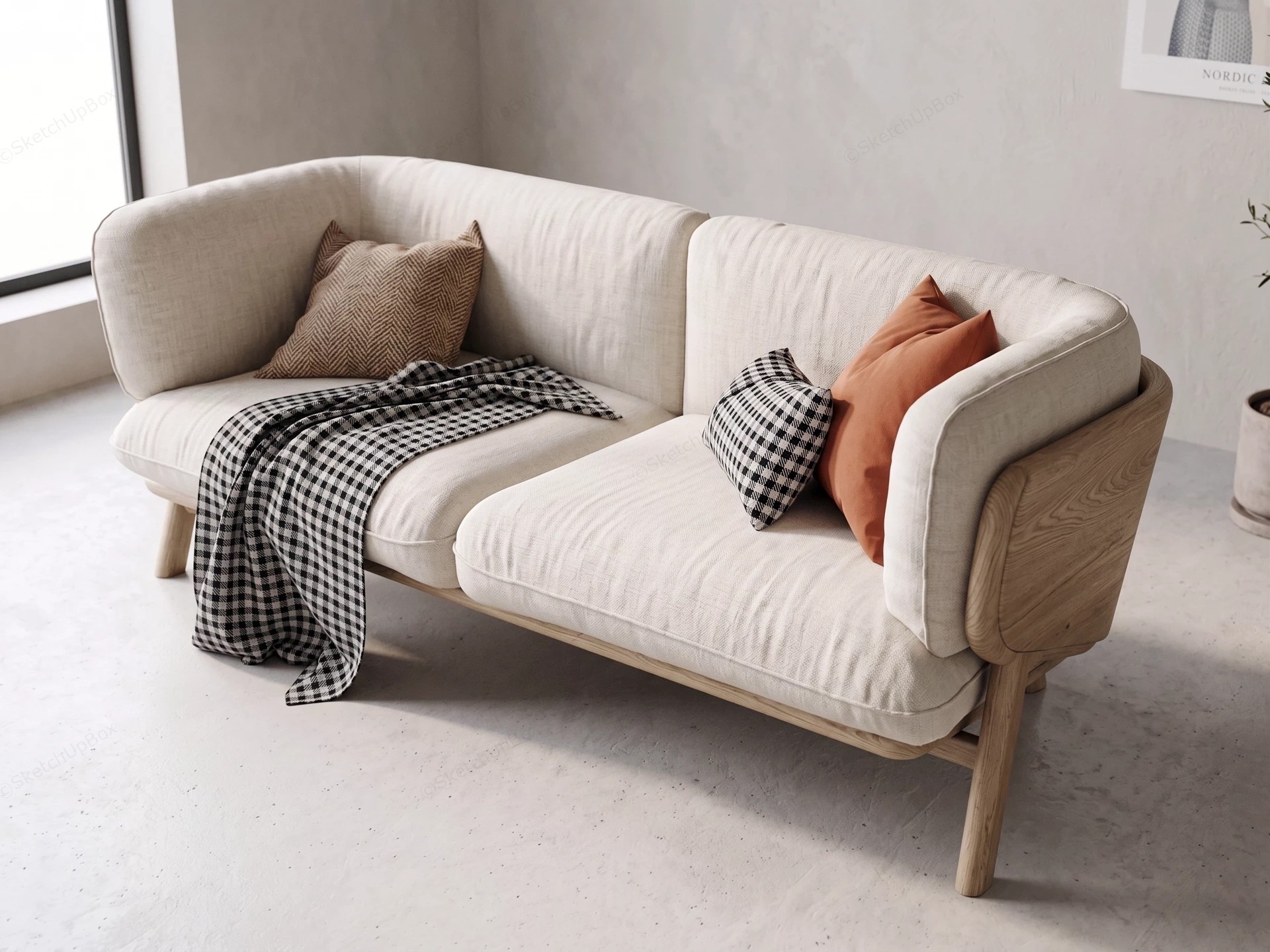 Modern Cozy 2 Seater Sofa sketchup model preview - SketchupBox