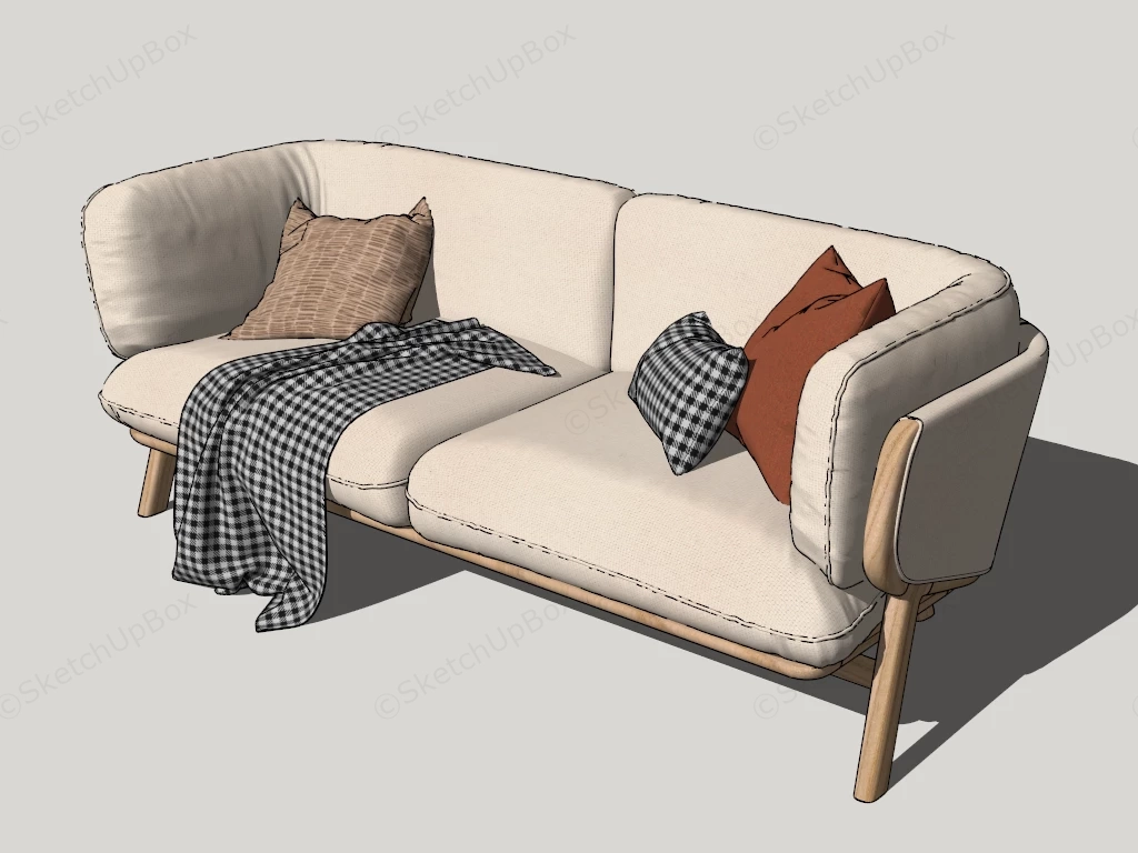 Modern Cozy 2 Seater Sofa sketchup model preview - SketchupBox