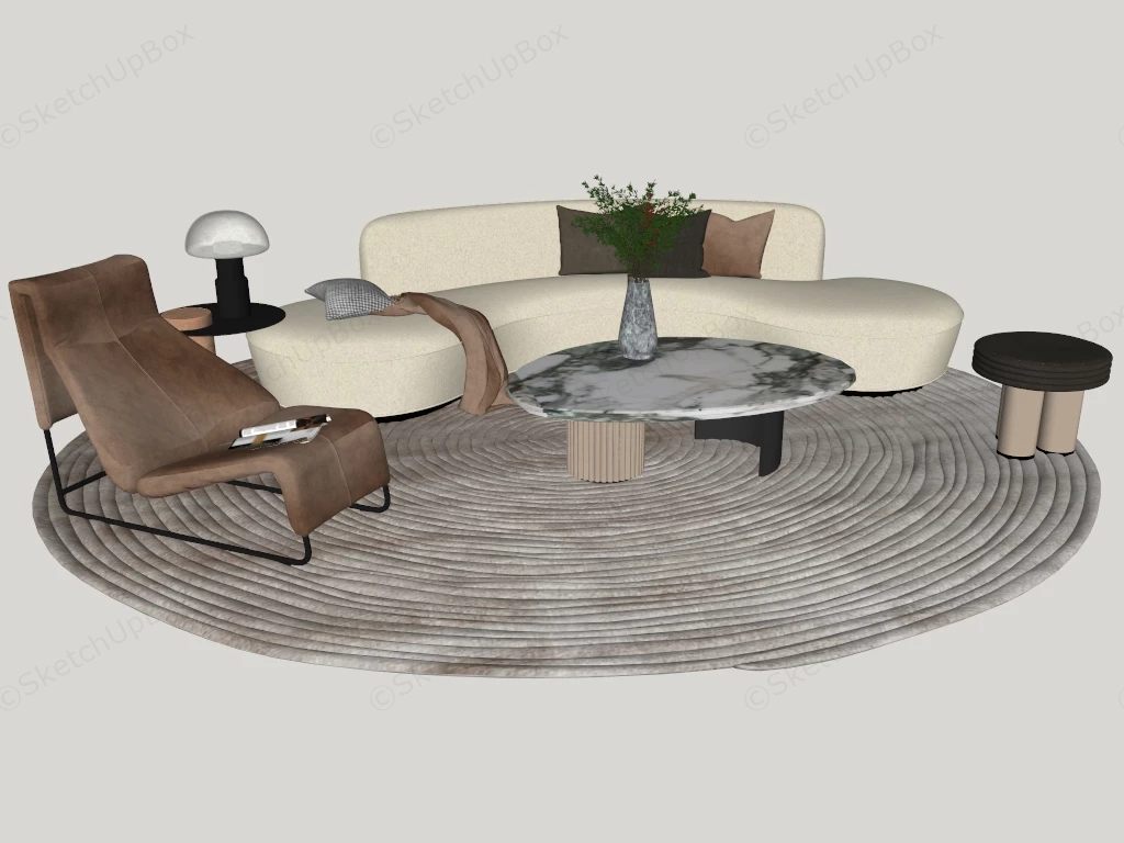Luxury Curved Living Room Furniture Set sketchup model preview - SketchupBox