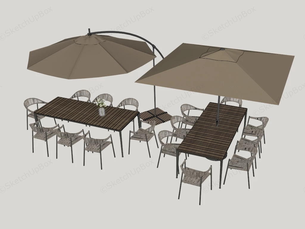 2 Premium Outdoor Patio Dining Set sketchup model preview - SketchupBox