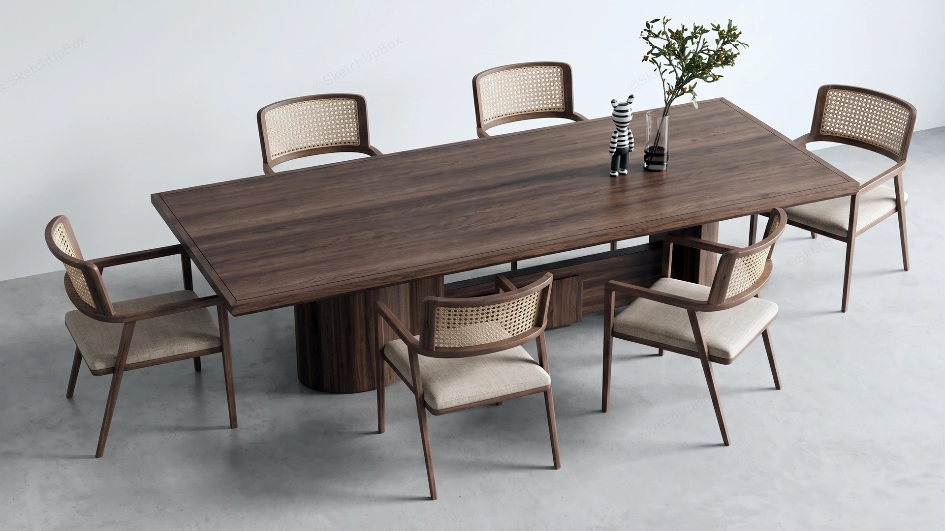 7 Piece Modern Organic Dining Set sketchup model preview - SketchupBox