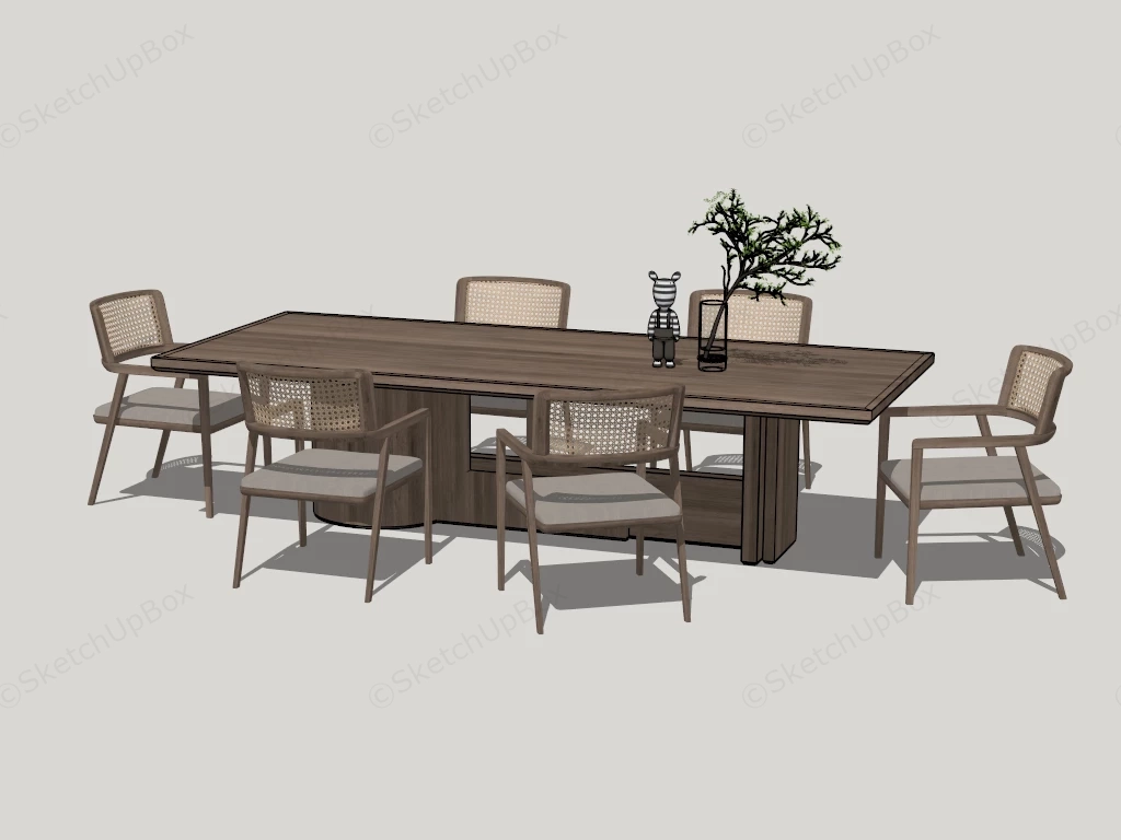 7 Piece Modern Organic Dining Set sketchup model preview - SketchupBox