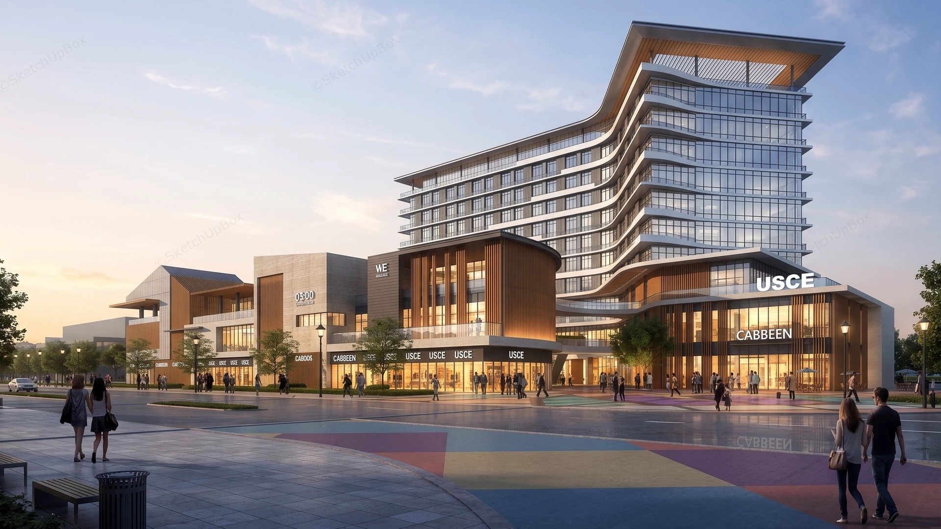 Modern Commercial And Retail Complex sketchup model preview - SketchupBox