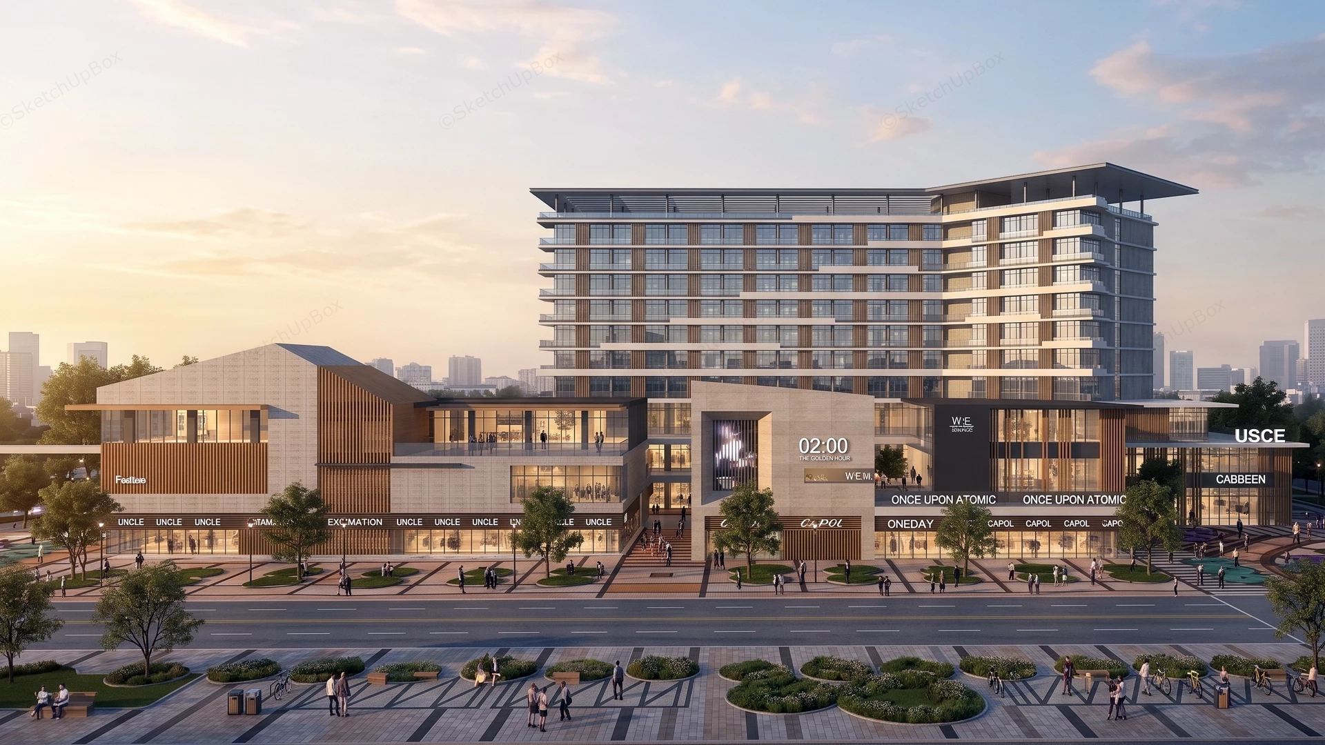 Modern Commercial And Retail Complex sketchup model preview - SketchupBox