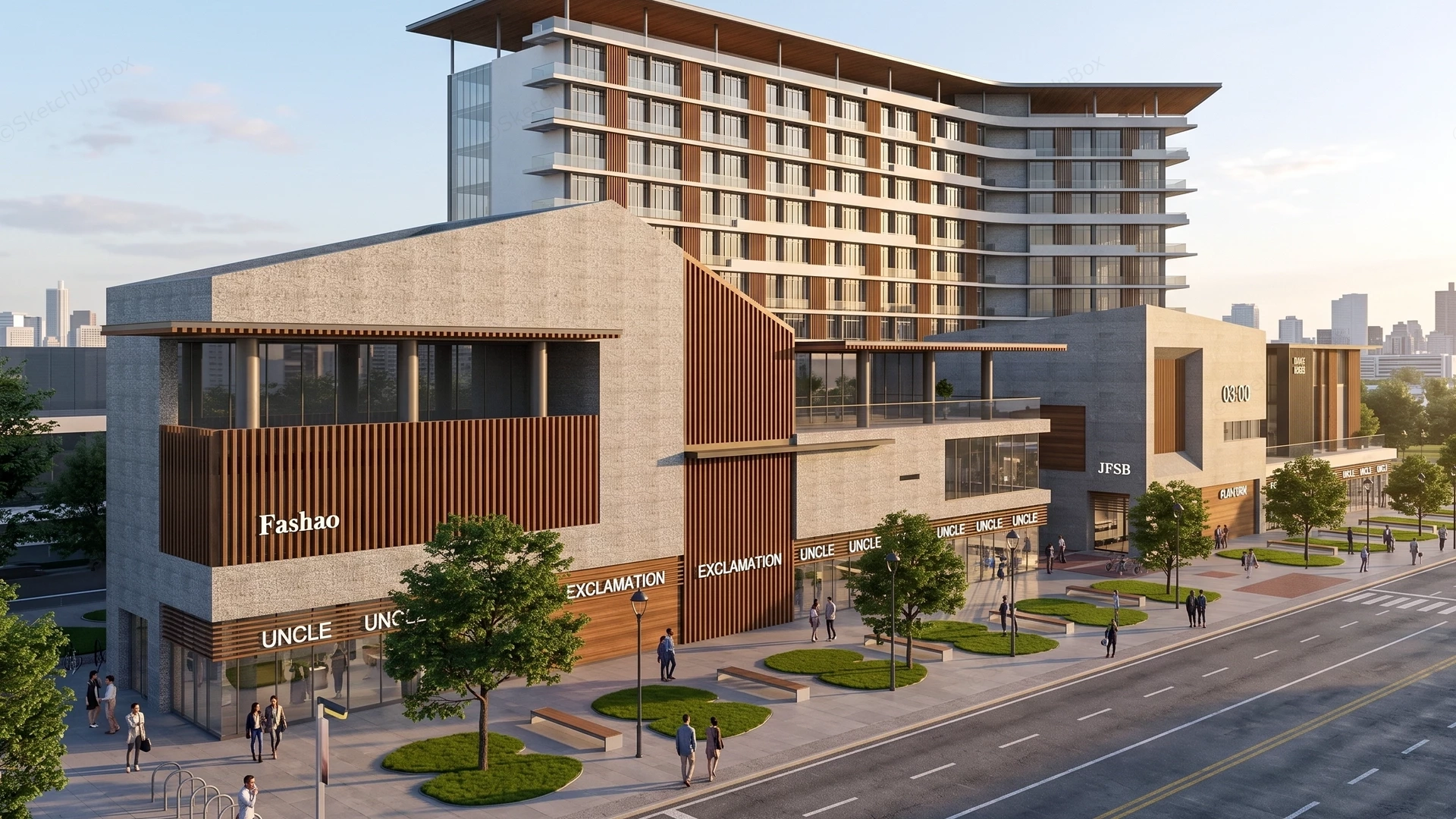 Modern Commercial And Retail Complex sketchup model preview - SketchupBox