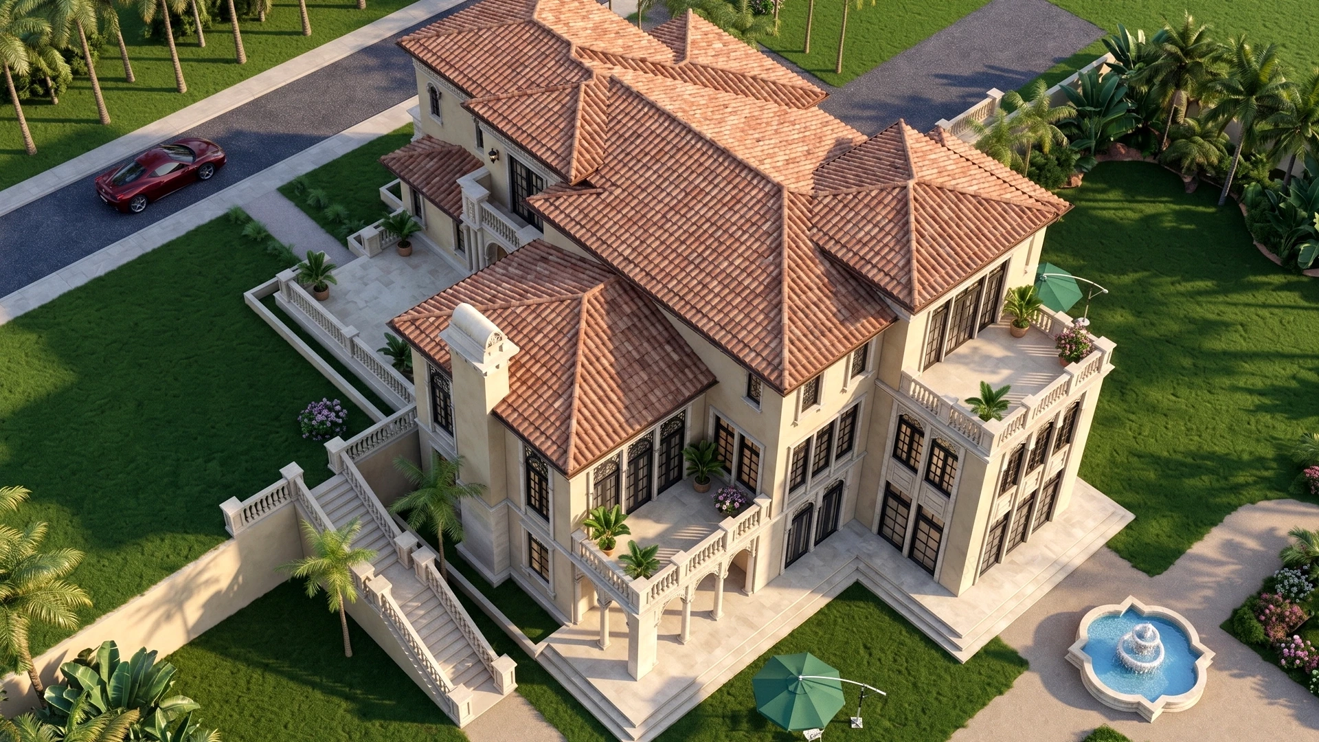 Spanish Colonial Revival And Italianate Hybrid Mansion sketchup model preview - SketchupBox