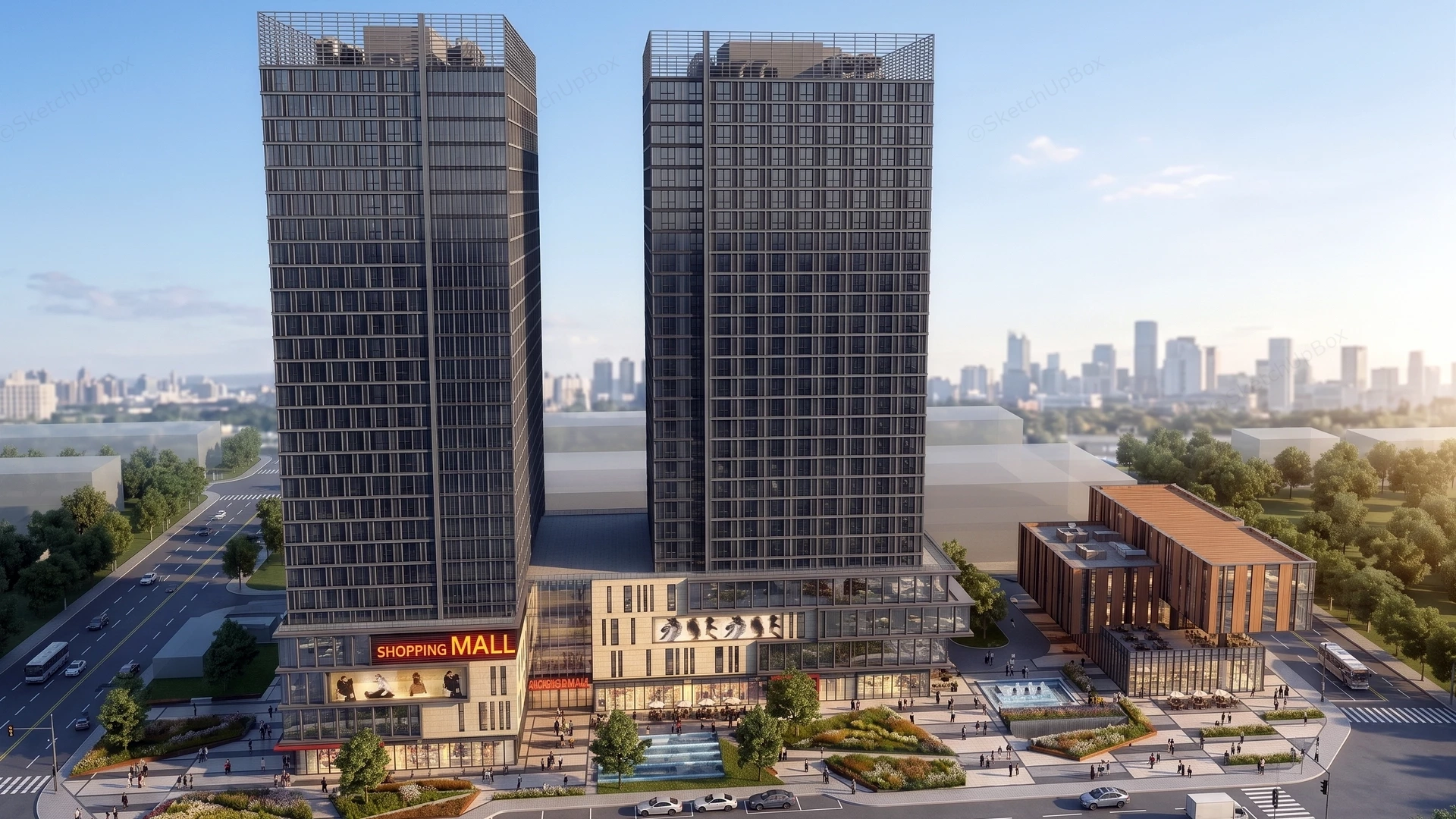 Modern Shopping Mall Complex sketchup model preview - SketchupBox