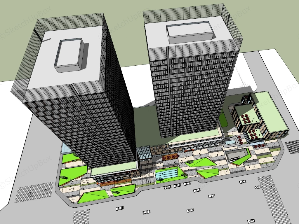 Modern Shopping Mall Complex sketchup model preview - SketchupBox