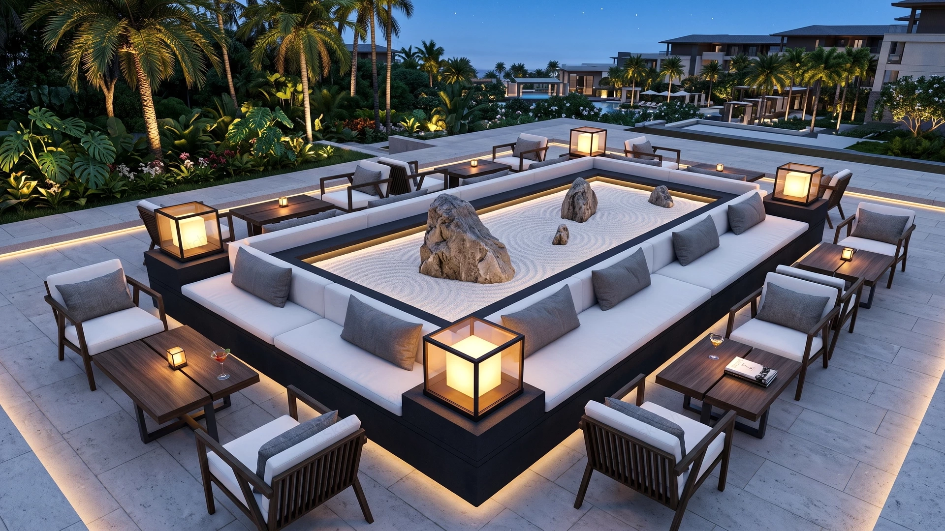 Modern Outdoor Dining And Lounge Area sketchup model preview - SketchupBox