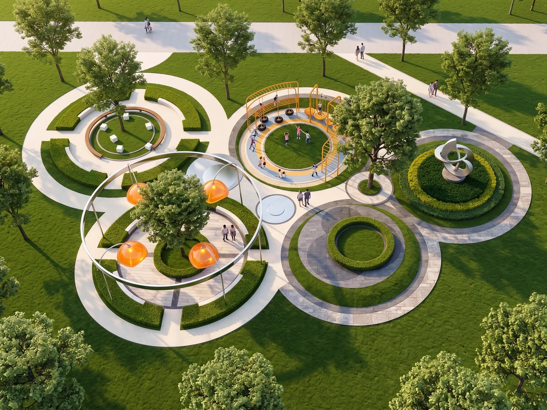 Modern Biophilic Urban Park Design sketchup model preview - SketchupBox