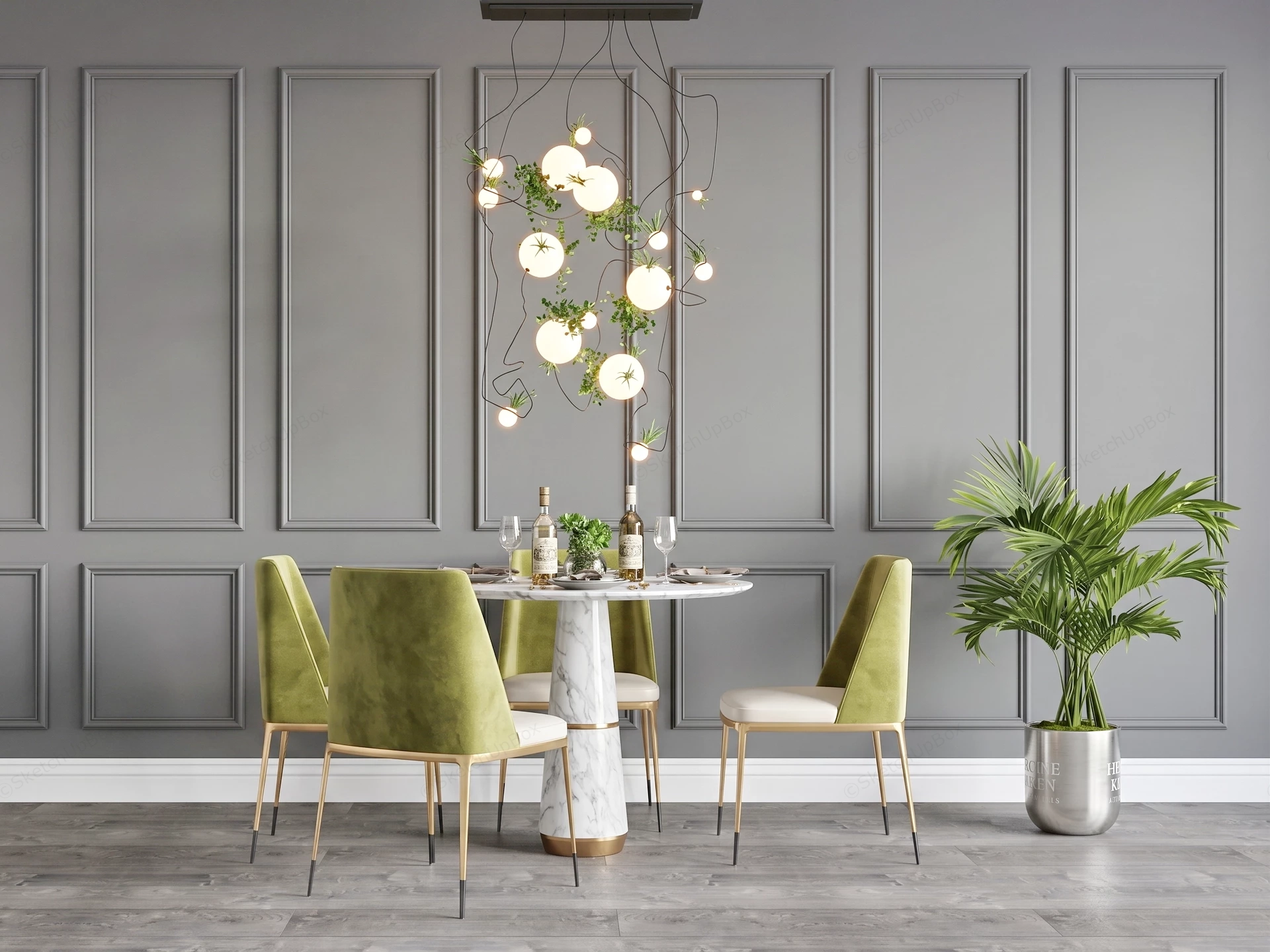 Modern Elegant Dining Room sketchup model preview - SketchupBox